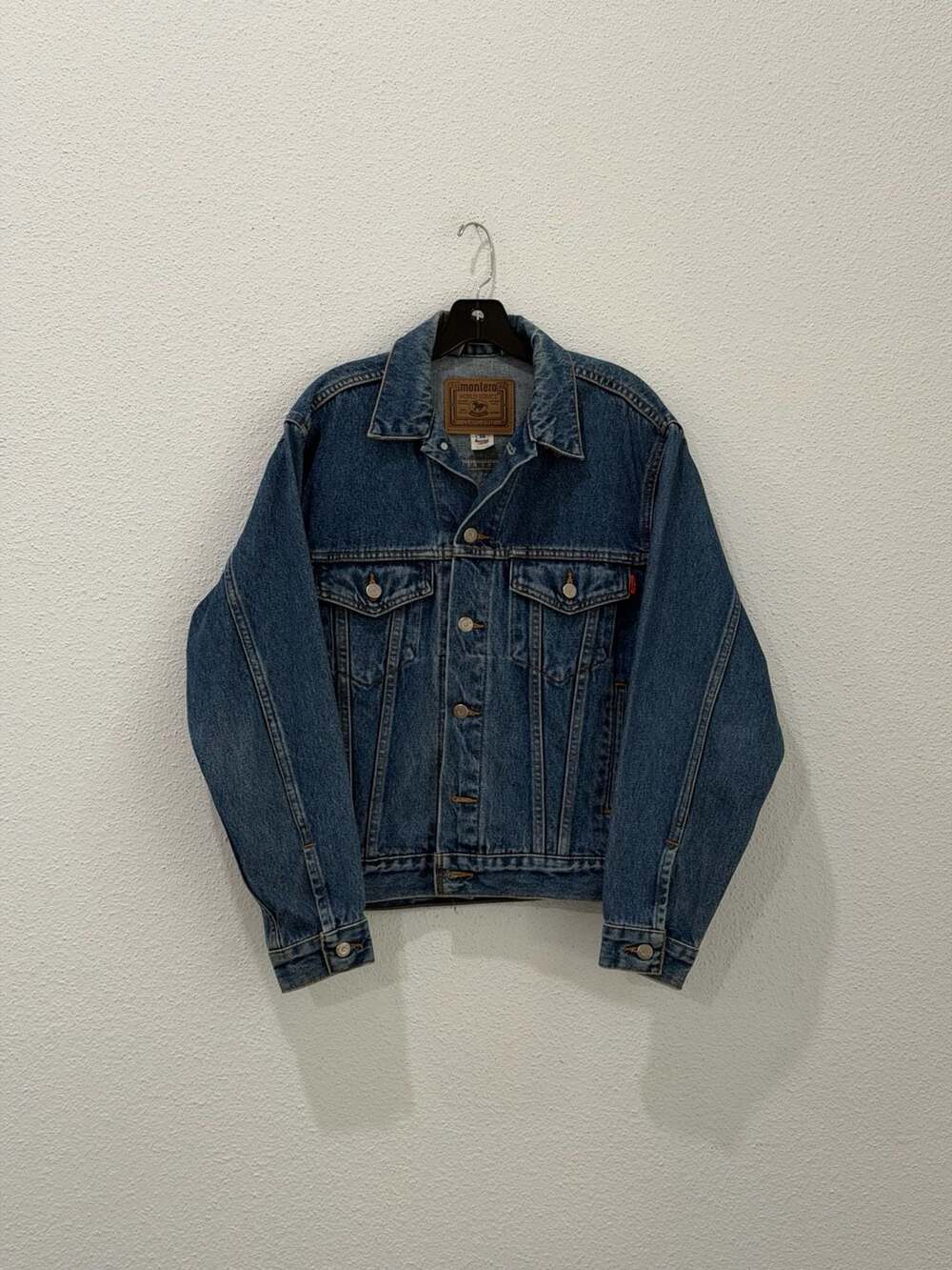 Vintage 80s Montero World Service Denim Trucker Jacket Size 36 USA